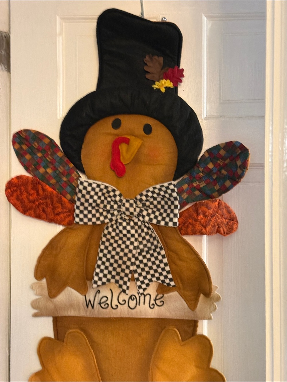 Hanging Turkey Welcome Fabric Sign